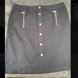 Michael Kors Button Front Black Skirt